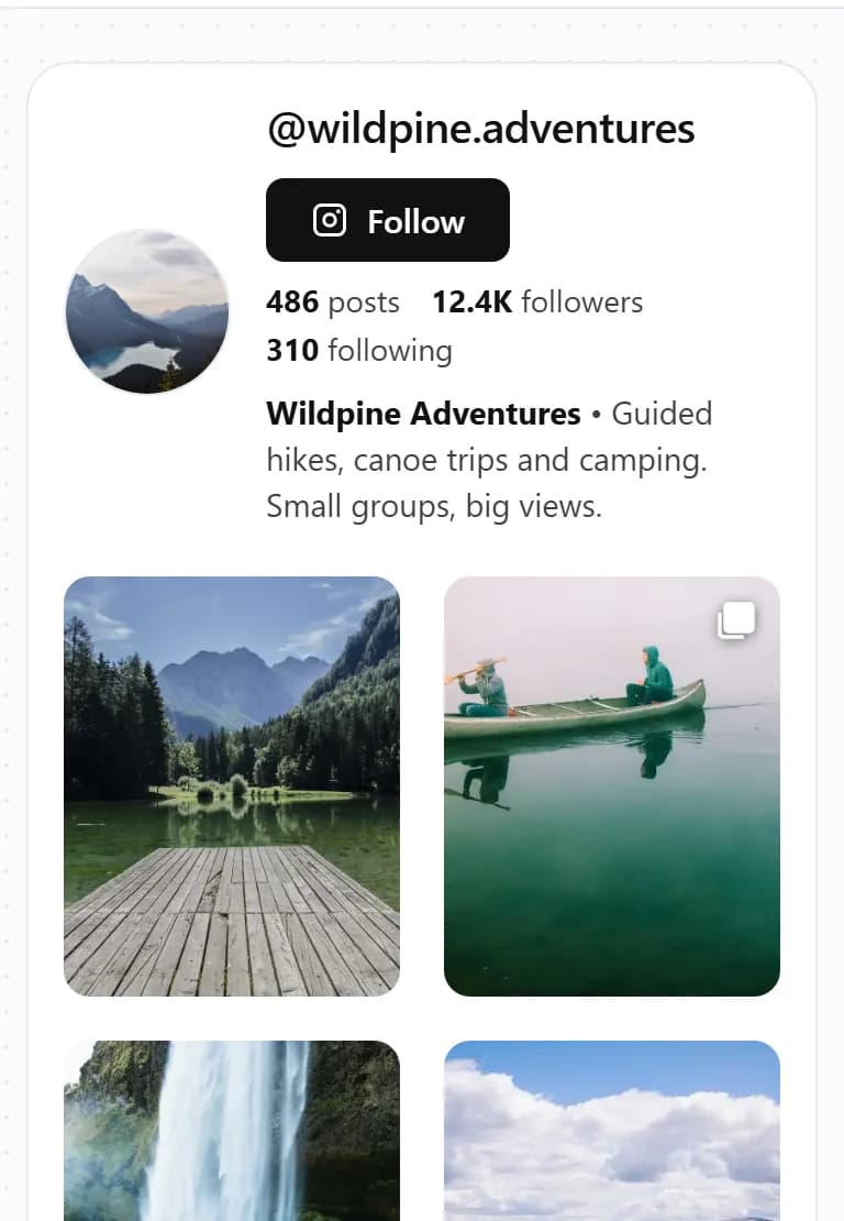 The Instagram feed widget on a phone